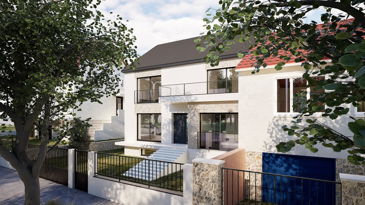 Cette maison contemporaine se distingue par ses lignes épurées et son é - ARKO HABITAT