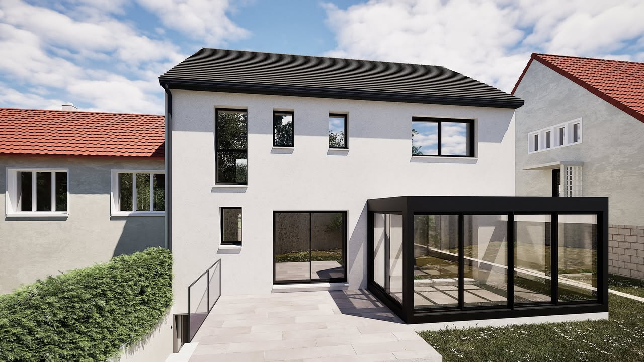 Cette maison contemporaine se distingue par ses lignes épurées et son é - ARKO HABITAT