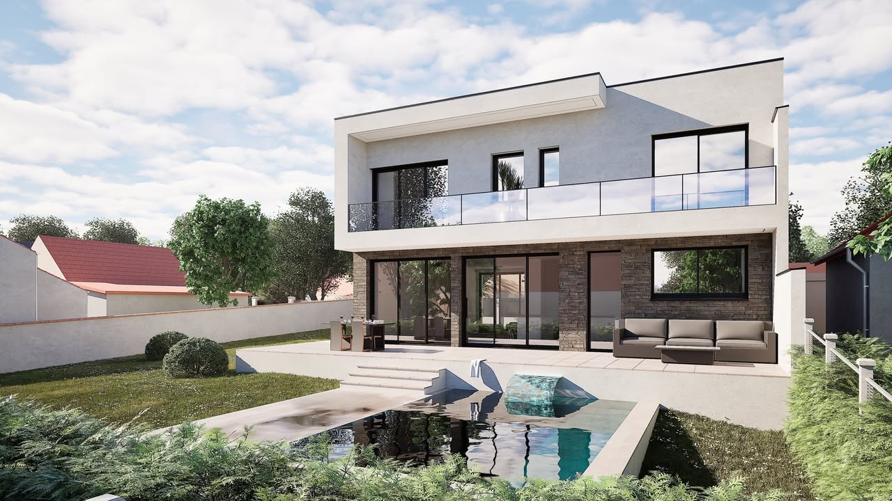 Découvrez cette maison moderne aux lignes épurées, mettant en valeur un - ARKO HABITAT